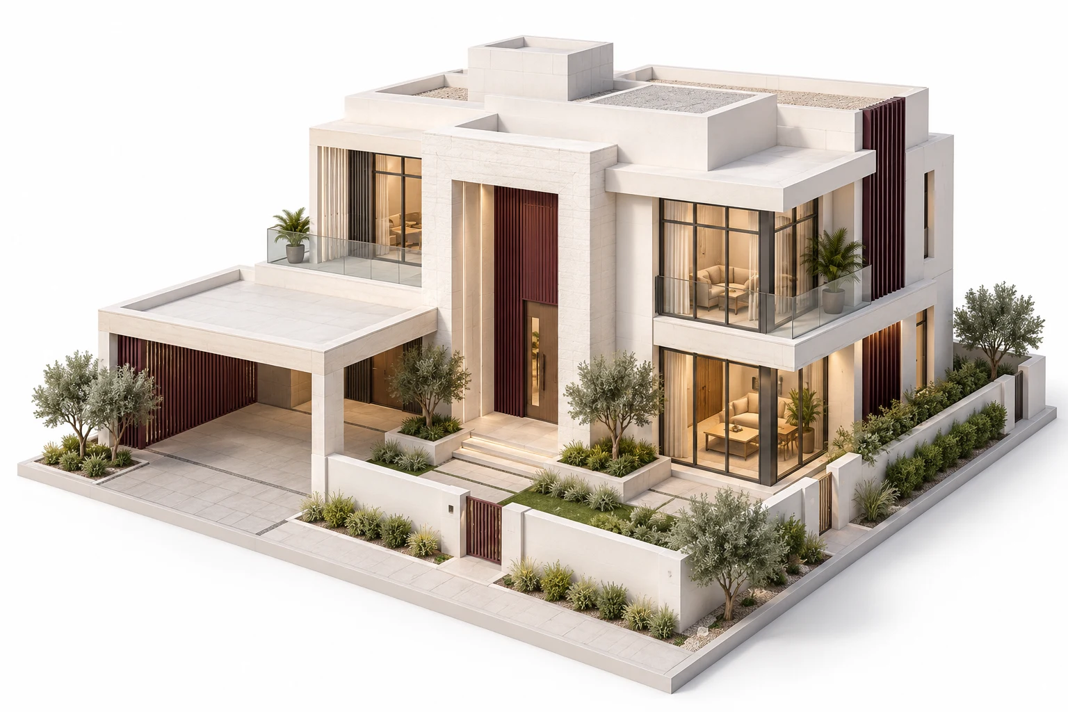 Illustrative architectural model of a two-storey residential villa