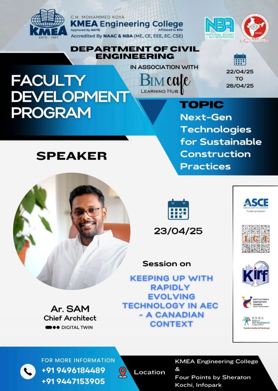 BIM Cafe Learning Hub Collaborates with KMEA Engineering College for Faculty Development Program