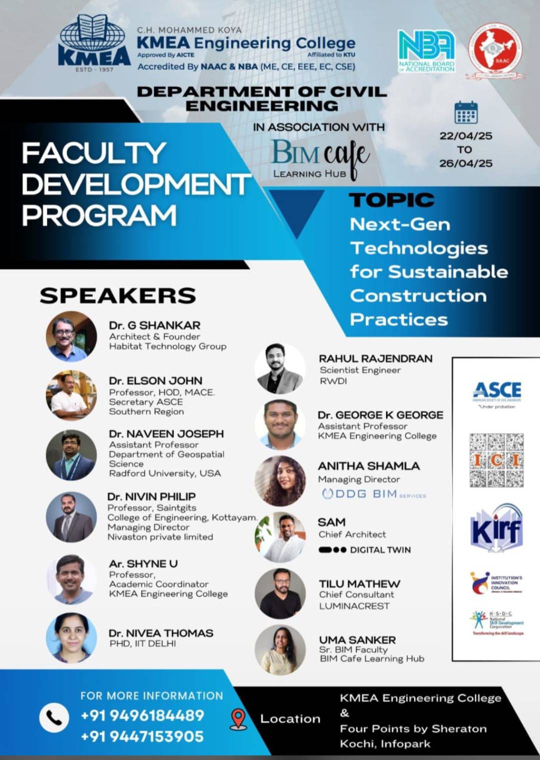 BIM Cafe Learning Hub Collaborates with KMEA Engineering College for Faculty Development Program