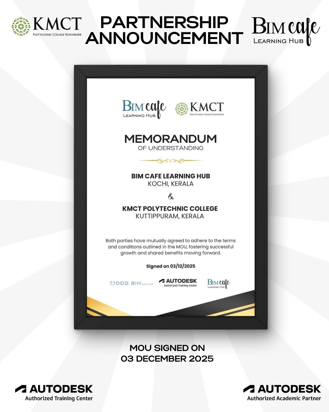 BIM Cafe MoU with Government Engineering College Barton Hill, Thiruvananthapuram