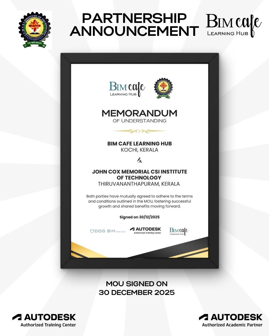 Partnership with John Cox Memorial CSI Institute of Technology, Thiruvananthapuram