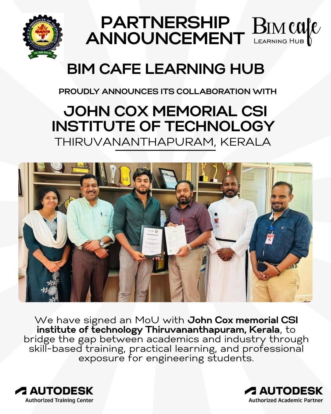 Partnership with John Cox Memorial CSI Institute of Technology, Thiruvananthapuram