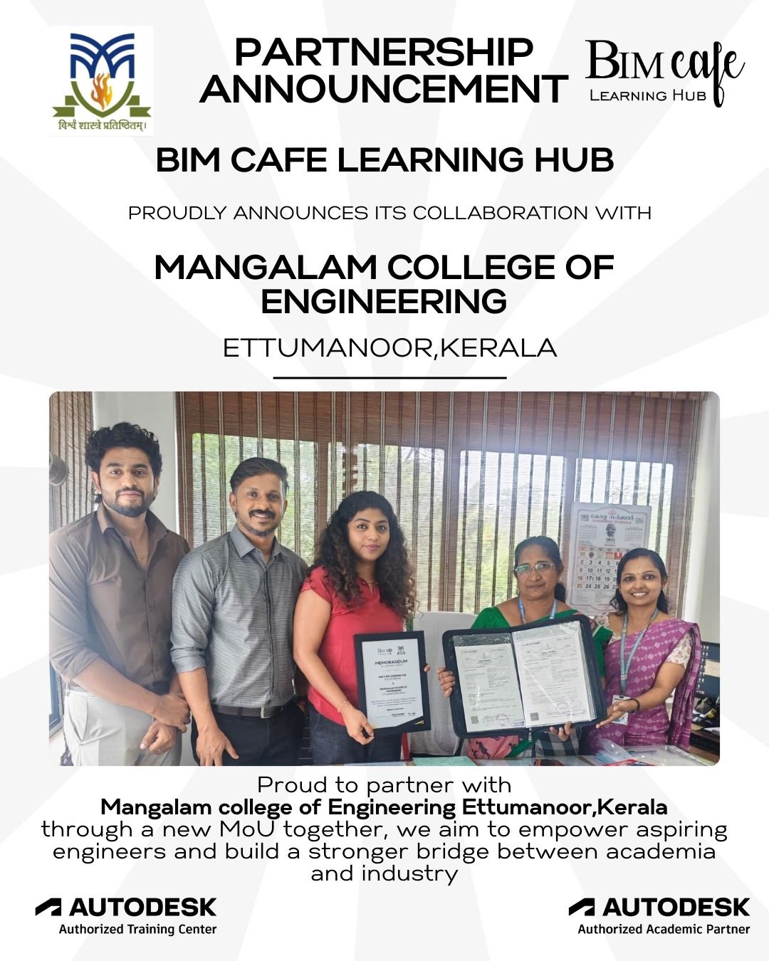 BIM Cafe Signs MoU with Vidya Academy of Science and Technology, Thrissur