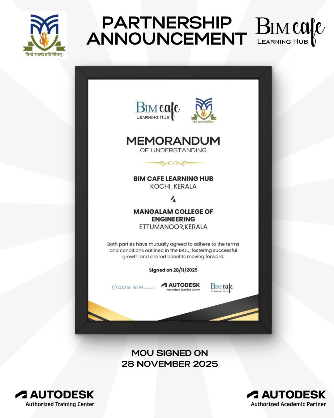 BIM Cafe Signs MoU with Vidya Academy of Science and Technology, Thrissur