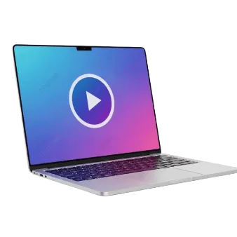 Laptop playing an on-demand course