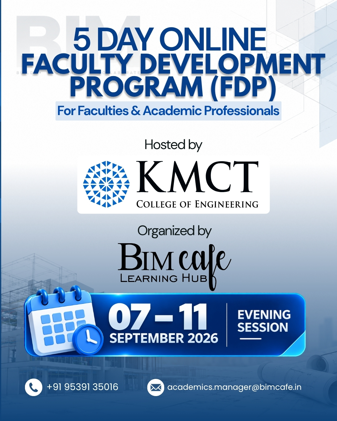 5-Day Online BIM Faculty Development Programme at KMCT College of Engineering