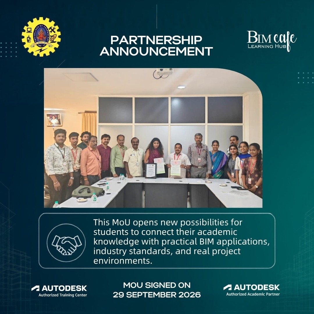 BIM Cafe Learning Hub Signs MoU with SNS College of Technology, Coimbatore
