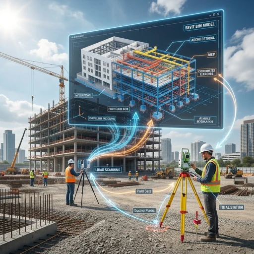 BIM workflow combining total station survey control and LiDAR point clouds for coordinated modeling