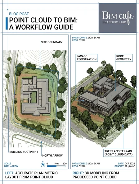 Processed LiDAR point cloud of a Kerala building shown in plan view for Scan-to-BIM modeling
