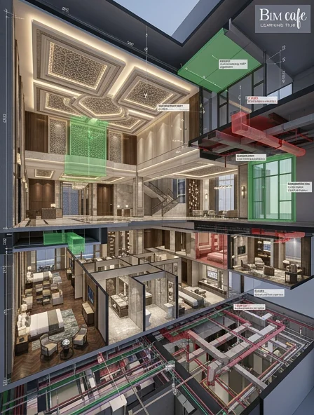 Luxury hotel interior BIM visualization illustrating complex hospitality coordination