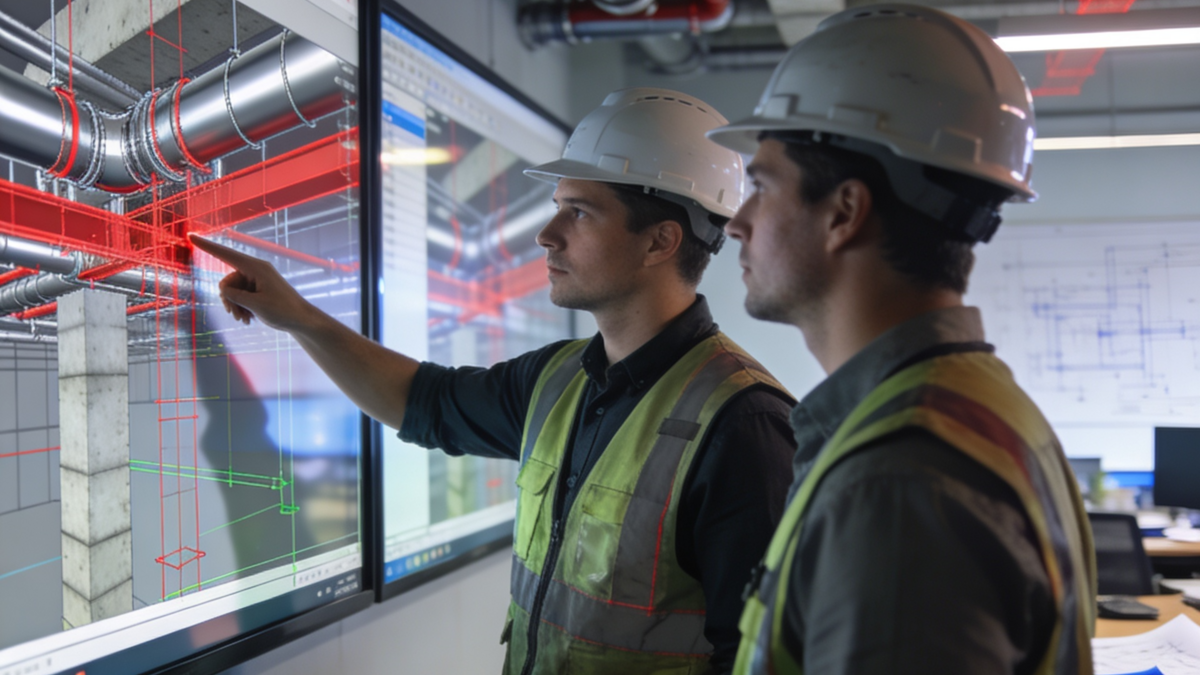 Federated BIM model combining architectural, structural and MEP disciplines for coordination