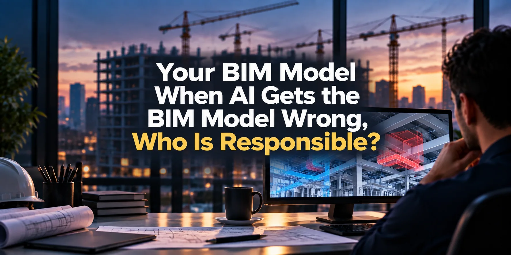AI and BIM mdel review with engineers checking responsibility for incorrect BIM data